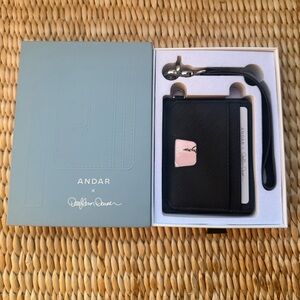 Andar Denner 2 Jet Black Saffiano Wallet with Strap